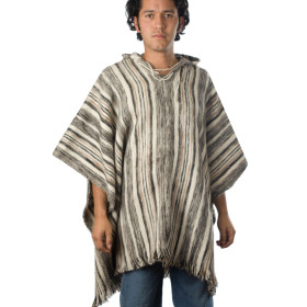 Poncho Huayna mit Kapuze - Schafwolle