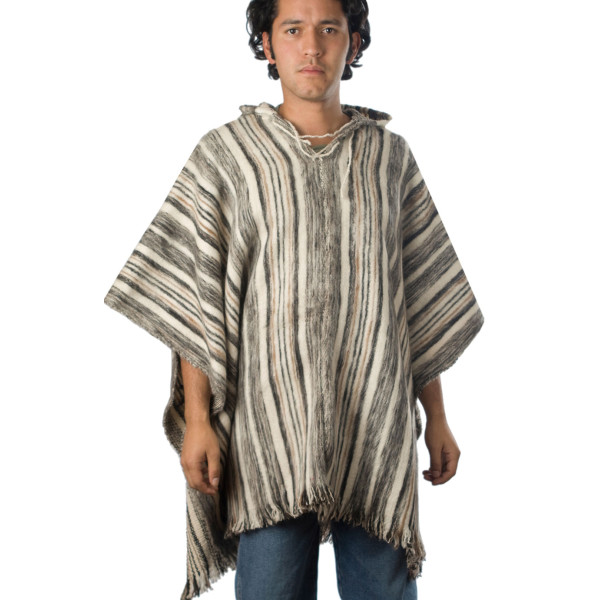 Poncho "Huayna" mit Kapuze - Schafwolle